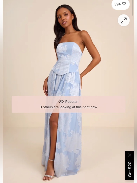 Lulus Dresses & Skirts - Lulus Strapless Corset Light Blue Floral Maxi Dress - Size XL